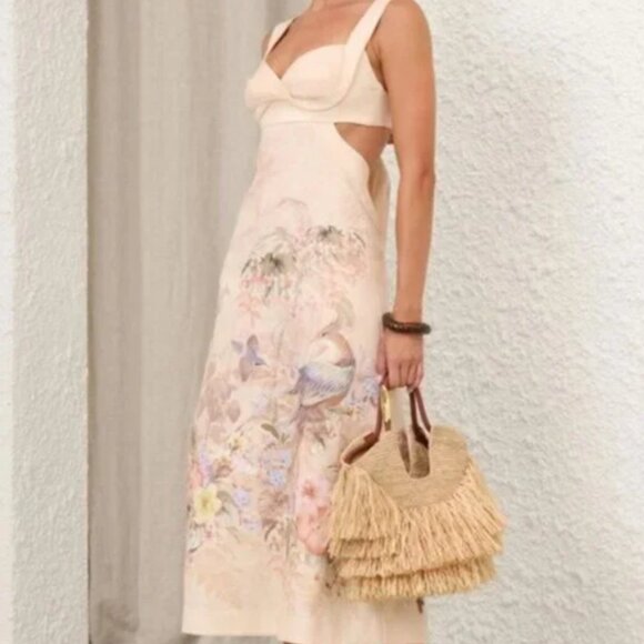 Zimmerman summer fashion linen floral pat-tern mid-length dress - Picture 1 of 12